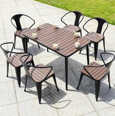 Outdoor Garden Set: Wood Dining Table and Chairs for Comfortable Outdoor Furniture
