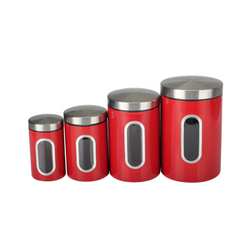 Stainless Steel Window Canister Set with Lids