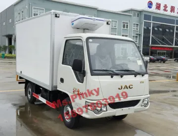 JAC Small Refrigerator Trucks with Gasoline Engine 2 Tons Refrigerator Van trucks for Fresh Meat a Call Ms.Pinky 0086 1589763919