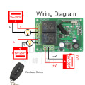 Diese 433MHz Universal Wireless Remote Control Switch DC 12V 24V 2CH rf Relay Receiver and Keyfobs Transmitter for Gate Door