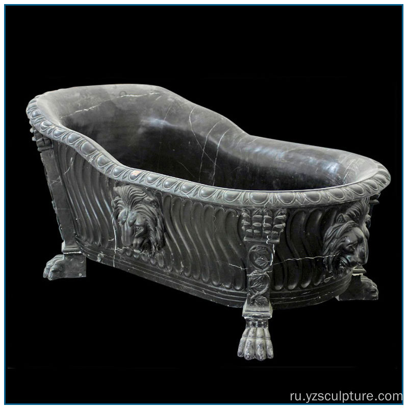 Готический черный Мраморный ванна с львиной головой