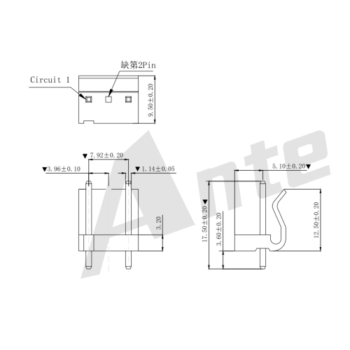 MX3.96mm 180 ° Series Connector Series AW3962V-03P-K01