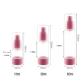 Plastic vide 15 ml 30ml 100 ml 120 ml Pink Color Clear Cosmetic Airless Mist pulvérisation