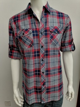 Mens cotton yd check long sleeve shirt