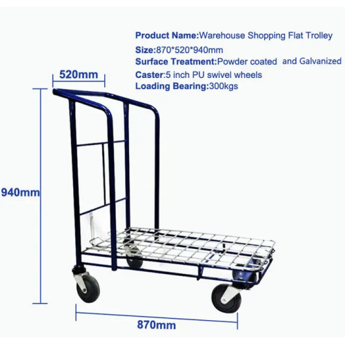 Metal galvanized folding warehouse logistics handcart