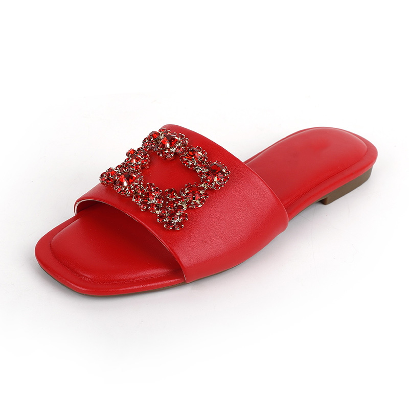 Square Diamond Flat Open-Toe Sandals