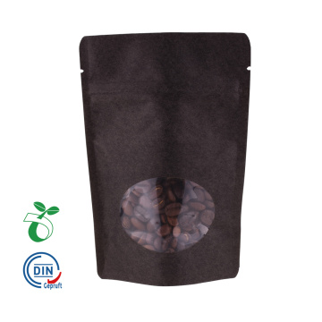 PLA Plastic Kraft poser med vindue Biologisk nedbrydelig Pla Mad Te Plastpose Kaffebønner/Beef Jerky/Snack