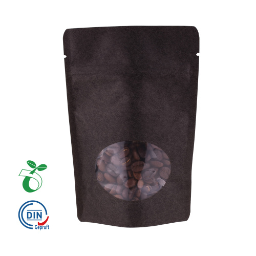 PLA Plastic Kraft Bags with Window Biodegradable Pla Food Tea Plastic Bag Coffee Beans/Beef Jerky/Snack