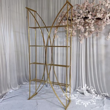 Gold Stainless Steel Bookshelf Rack for Wedding Event Shelves