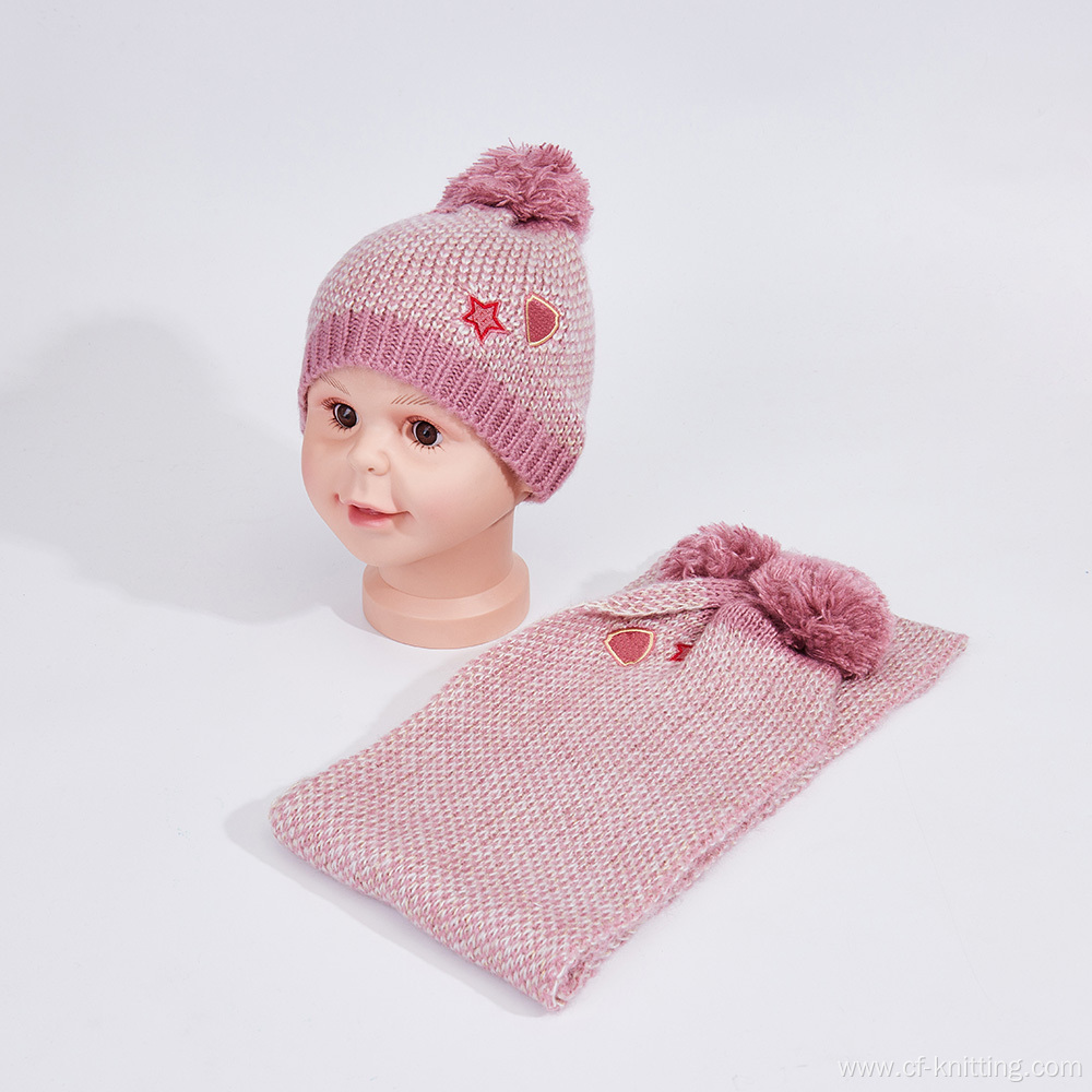 Wholesale knitted hat and scarf set for kids