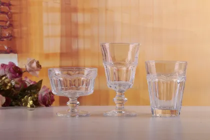 Hand Made Pearl Octagonal Wine And Ice Cream Glasses