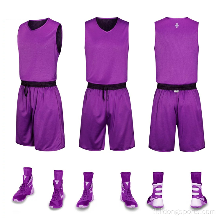 Pakyawan murang 100% polyester reversible basketball jersey