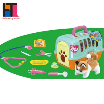1072040 Pet Play Set Small Plastic Toy Dog Cage For Kids