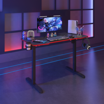 Loctek GET111WE: Modern One-Motor Electric Standing Gaming Desk with Carbon Fiber Texture