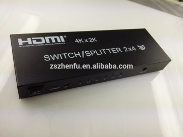 4K 2X4 HDMI switch and splitter with selector
