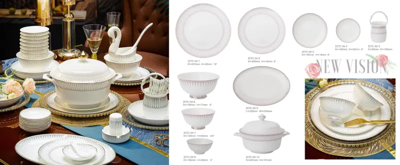 2024 Royal Design Ceramic Tableware Fine Bone China Dinner Set