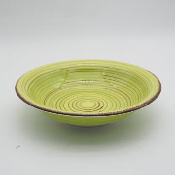 Nieuw design met de hand geschilderde keramische dinware steengoed groene servies servies diner set