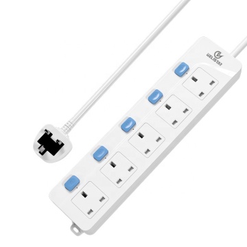 British Safety Protection Power Strip - 5 Ways 5 Switches 2m Extension Cord