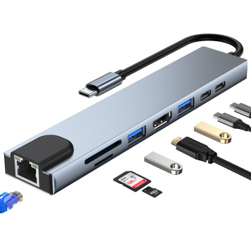 8 dalam 1 USB C Hub untuk komputer riba