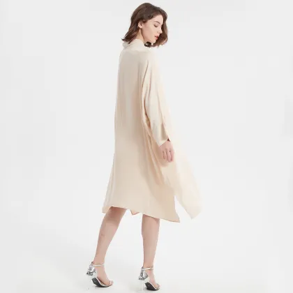 Lady Casual Dress with Asymmetric Hem