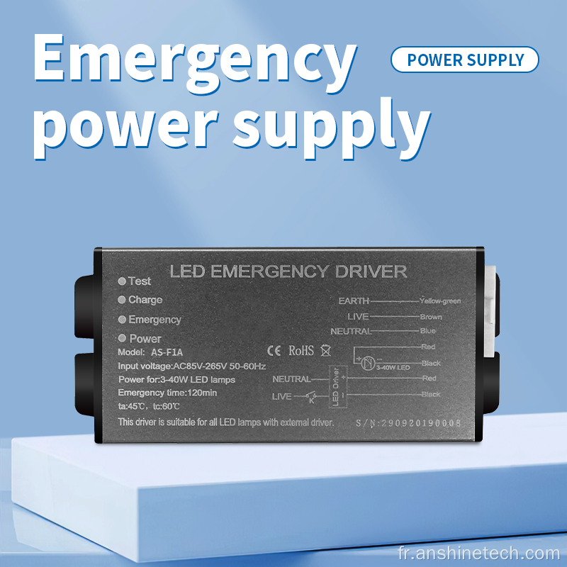 Batterie Li-ion 3.7V 2400mAh pilote de secours pour lumière LED