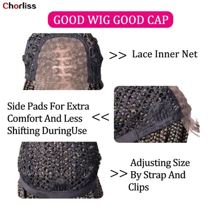 Novelties Cornrow Long Knotless Braid Perruque Tress  Lace Frontal Wigs With Baby Hair Handmade Braided Wigs For Black Women