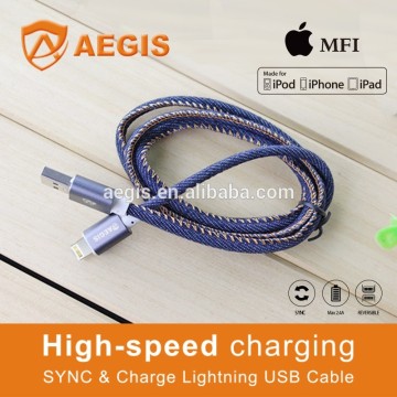 Denim Braided wrap High Speed Data Cable universal charger sync cable