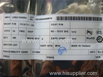 Pic16f721-i/ss - 20-pin Flash Microcontrollers With Nanowatt Xlp Technology - Microchip Technology 