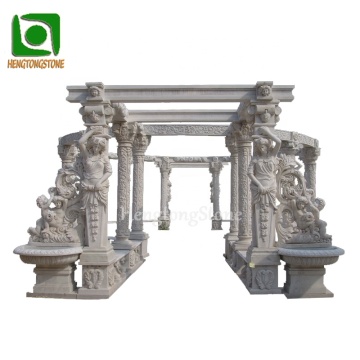 Large Outdoor Marble Gazebo with Lady Columns - Stone Garden Product