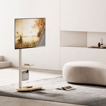Height Adjustable Mobile TV Stand with Tilt Function, Cable Management, and Wheeled Base