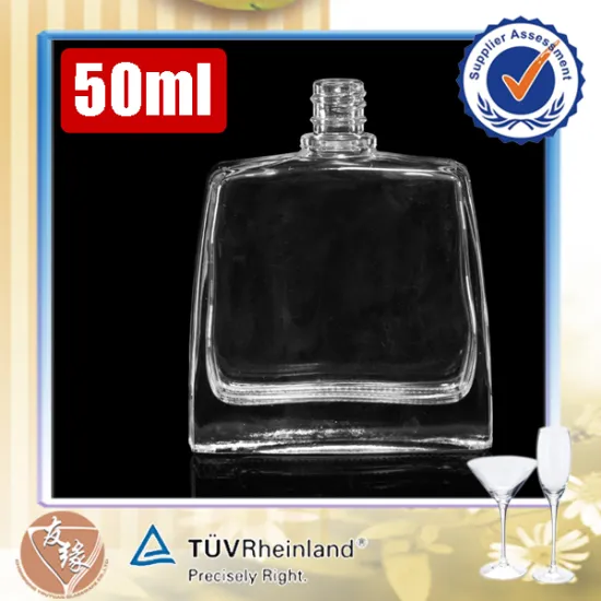 high transparent 50ml mini clear square glass perfume bottle