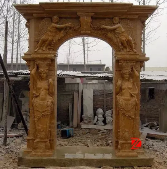 luxury hotel stone door frame with woman decoration