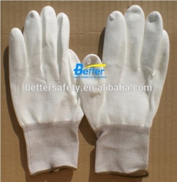 China 13 Guage White Nylon Liner PU Coated Wholesale Work Gloves Anti-Static