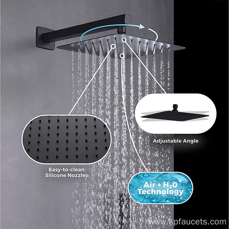 Matt Black Wall Mounted Luxury Shower Head