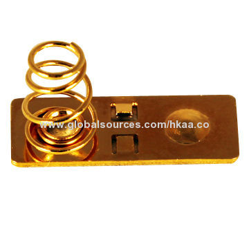 Stamping Battery Spring for PCBs, Made of 3602 Brass, OEM/ODM Services Welcomed