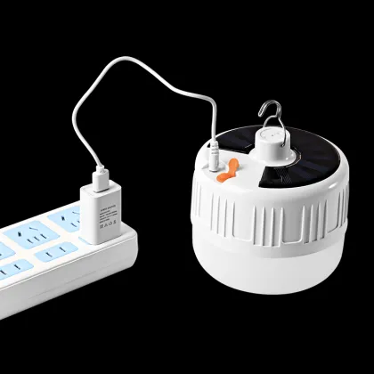 Indoor-Outdoor Emergency Solar Rechargeable LED Bulb with USB Charging and Lighting