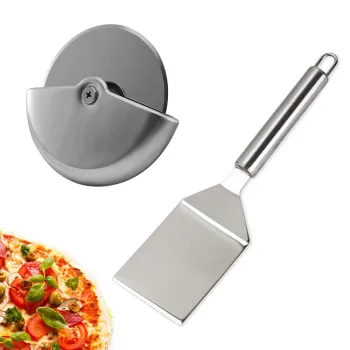Professional High-Quality Stainless Steel Pizza Roller and Slicer Set: Perfect for Home Pizzerias and Culinary Enthusiasts