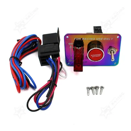 Universal Racing Ignition Switch and LED Toggle Buttons - Neo Chrome