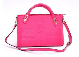 Rose Crocodile Embossed Womens Leather Bags with Adjustable