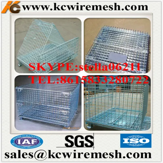 Manufacture !!!!!!!!!! KANGCHEN Foldable Steel Pallet Cage, Stackable Wire Container for warehouse storage