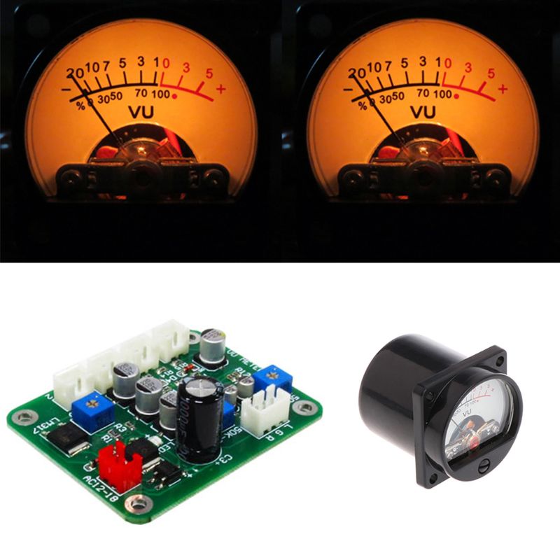 2 Pcs VU Panel Meter Warm Back Light Recording+Durable Driver Board Module+Cables