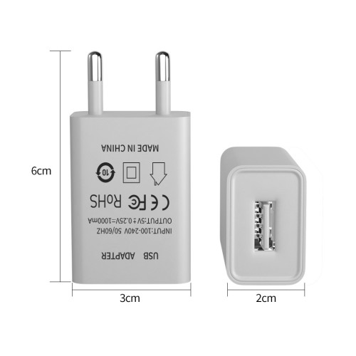 Teléfono móvil Cargador USB 5V 10W Adaptador de pared