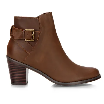 low heel brown cowhide leather ankle boots