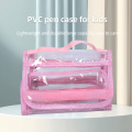 PVC large capacity pink portable pen case for children
