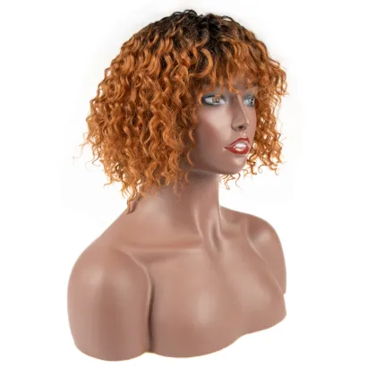 Rebecca fashion kawai kinky curly Bob short with bang brown fiber style fine synthetic hair wigs braiding hair for black woman