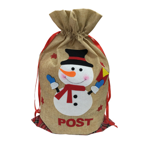 Sac cadeau de Noël avec motif bonhomme de neige