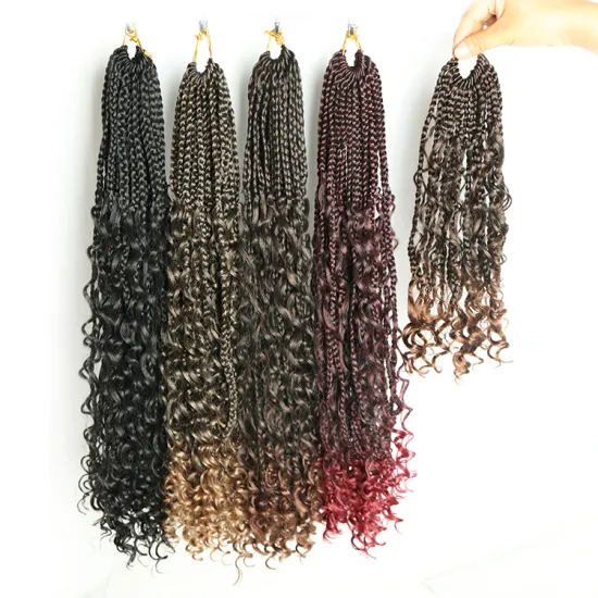 Wholesale 14 inches boho box braid bohemian box crochet hair messy boho goddess faux river locs