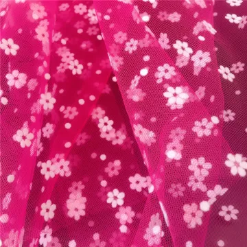 Flower Flocking Wedding Embellished Mesh Tulle Fabric
