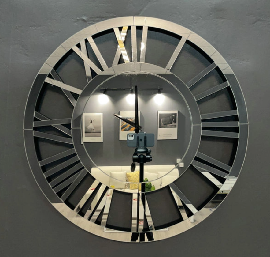 Horloge murale miroir pour décoration