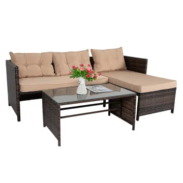 All Weather Wicker Rattan L Shaped Sofa Garden Sofa Rattan Outdoor Furniture Garden Sets